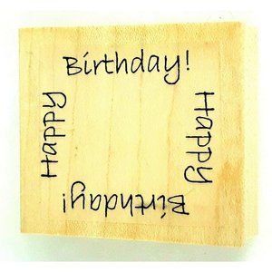 Happy Birthday Wood Mounted Rubber Stamp